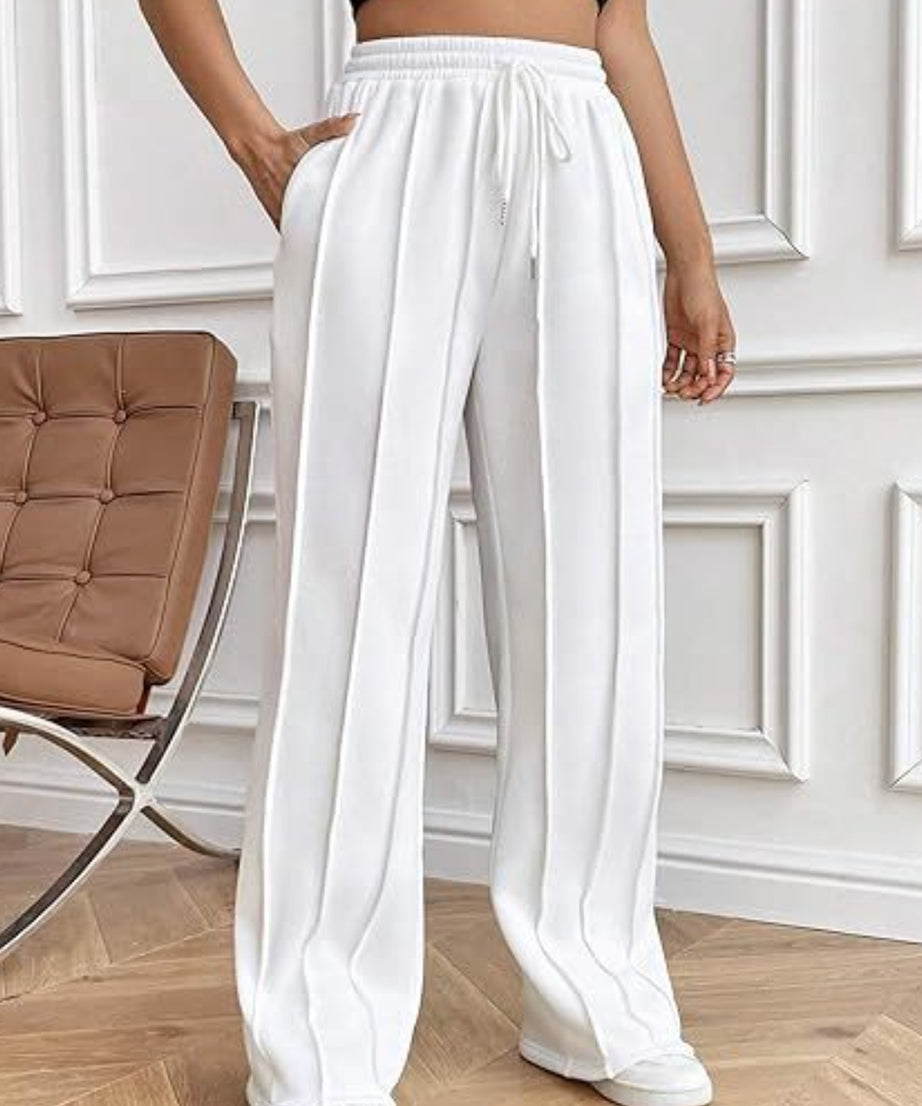 Drawstring Wide Leg Pants with Pockets