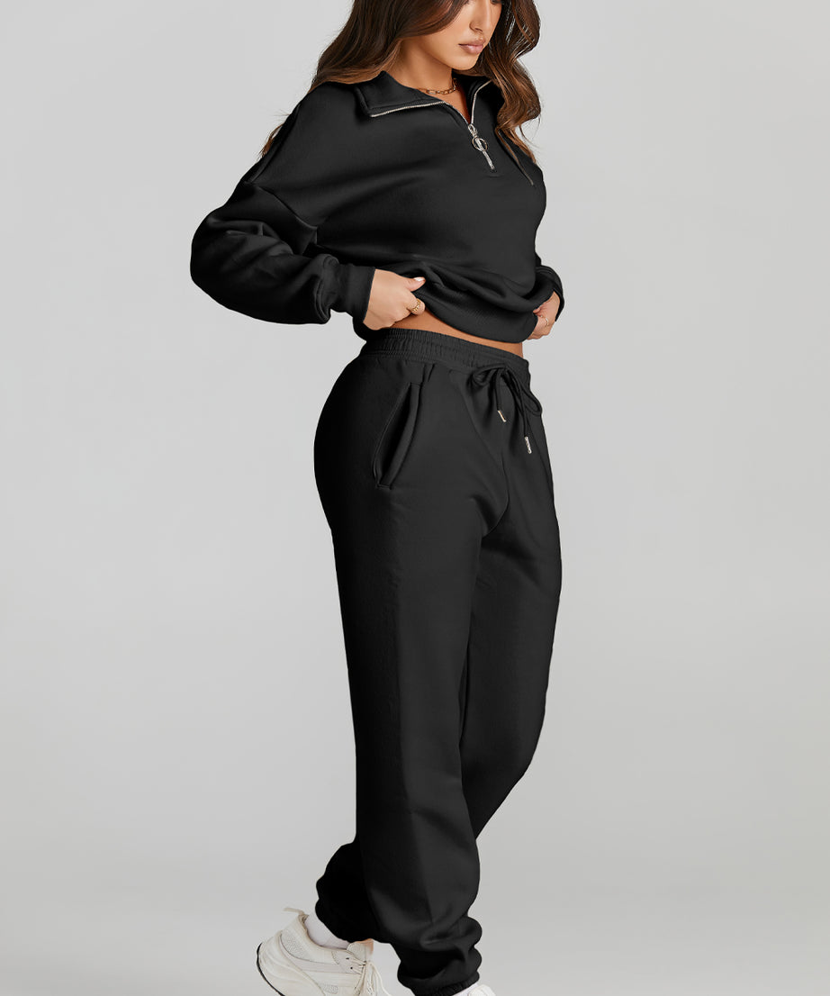 Quarter Zip Top and Drawstring Pants Active Set