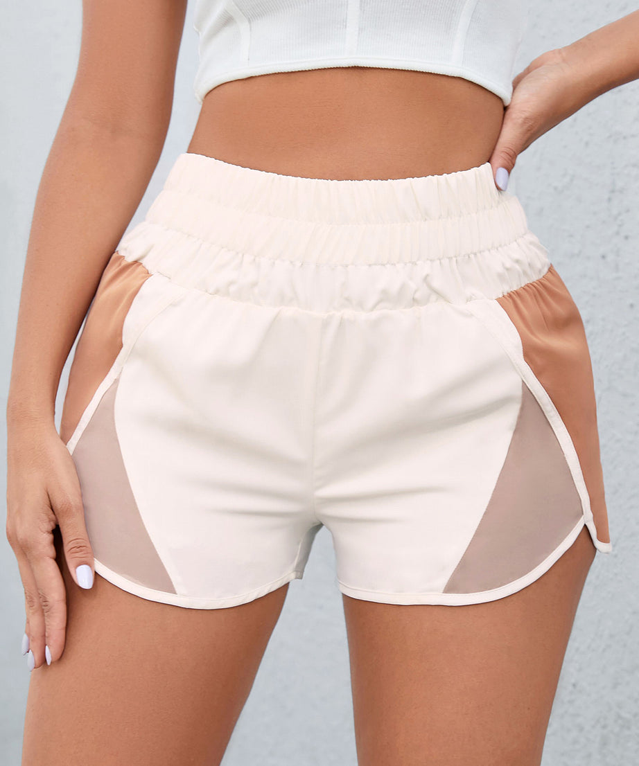 Color Block Wide Waistband Shorts